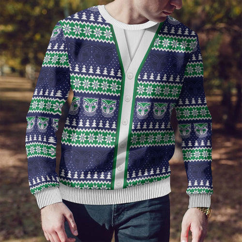 New Zealand Warriors Rugby Christmas Ugly Christmas Sweater Seamless Cardigan Inspired