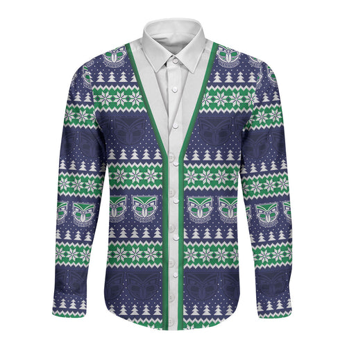 New Zealand Warriors Rugby Christmas Long Sleeve Button Shirt Seamless Cardigan Inspired