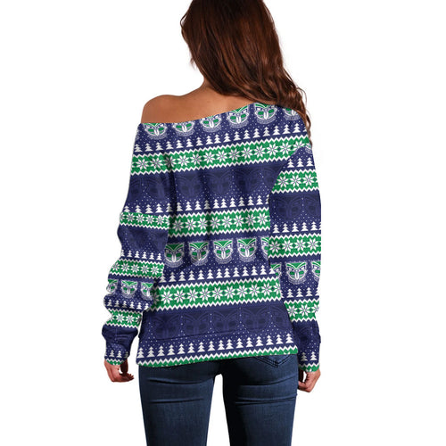 New Zealand Warriors Rugby Christmas Off Shoulder Sweater Seamless Cardigan Inspired