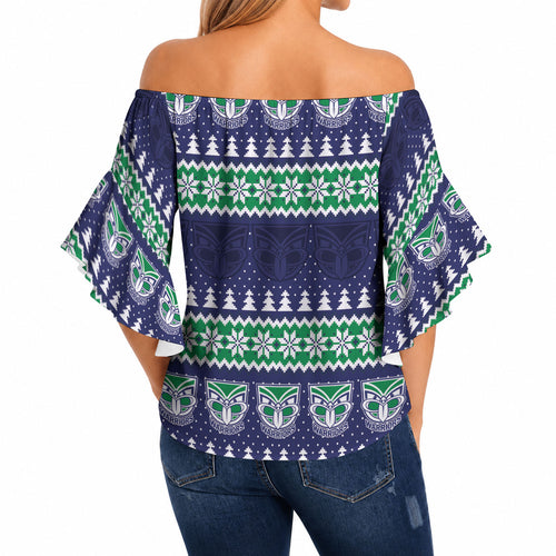 New Zealand Warriors Rugby Christmas Off Shoulder Wrap Waist Top Seamless Cardigan Inspired