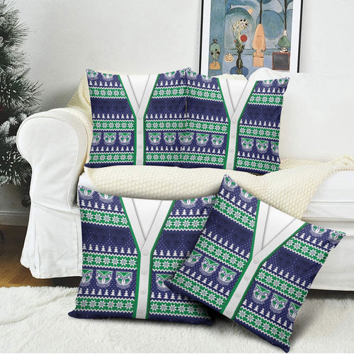 New Zealand Warriors Rugby Christmas Pillow Cover Seamless Cardigan Inspired