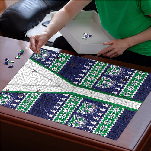 New Zealand Warriors Rugby Christmas Puzzle Seamless Cardigan Inspired