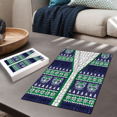 New Zealand Warriors Rugby Christmas Puzzle Seamless Cardigan Inspired