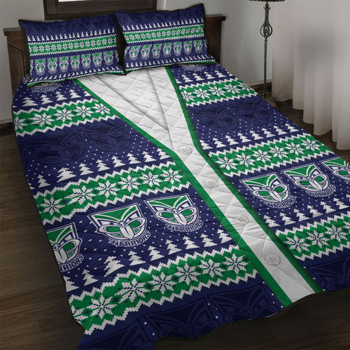 New Zealand Warriors Rugby Christmas Quilt Bed Set Seamless Cardigan Inspired