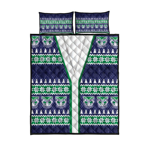 New Zealand Warriors Rugby Christmas Quilt Bed Set Seamless Cardigan Inspired