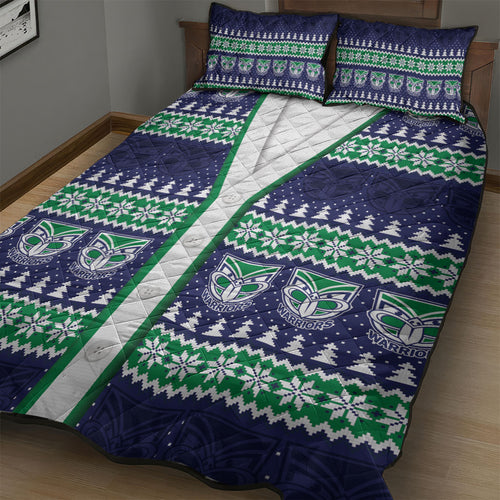 New Zealand Warriors Rugby Christmas Quilt Bed Set Seamless Cardigan Inspired