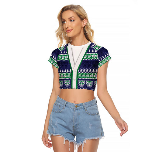 New Zealand Warriors Rugby Christmas Raglan Cropped T Shirt Seamless Cardigan Inspired