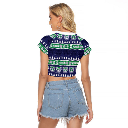 New Zealand Warriors Rugby Christmas Raglan Cropped T Shirt Seamless Cardigan Inspired