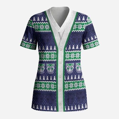 New Zealand Warriors Rugby Christmas Scrub Top Seamless Cardigan Inspired