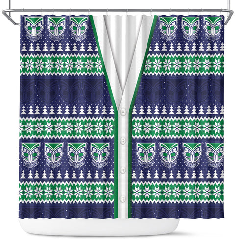 New Zealand Warriors Rugby Christmas Shower Curtain Seamless Cardigan Inspired