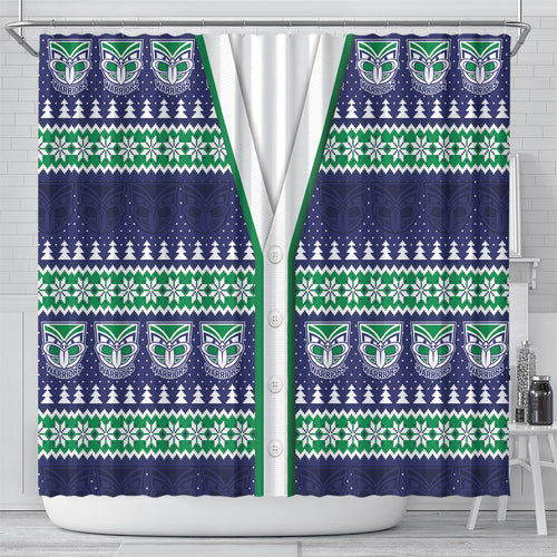 New Zealand Warriors Rugby Christmas Shower Curtain Seamless Cardigan Inspired