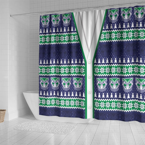 New Zealand Warriors Rugby Christmas Shower Curtain Seamless Cardigan Inspired