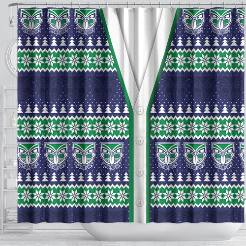 New Zealand Warriors Rugby Christmas Shower Curtain Seamless Cardigan Inspired
