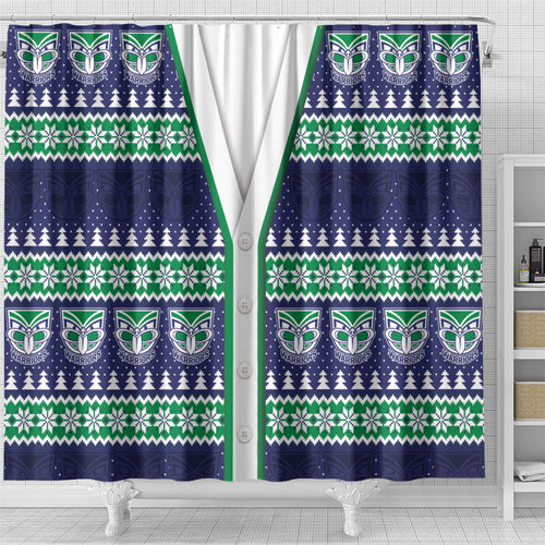 New Zealand Warriors Rugby Christmas Shower Curtain Seamless Cardigan Inspired