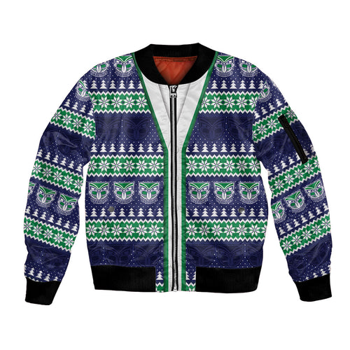 New Zealand Warriors Rugby Christmas Sleeve Zip Bomber Jacket Seamless Cardigan Inspired