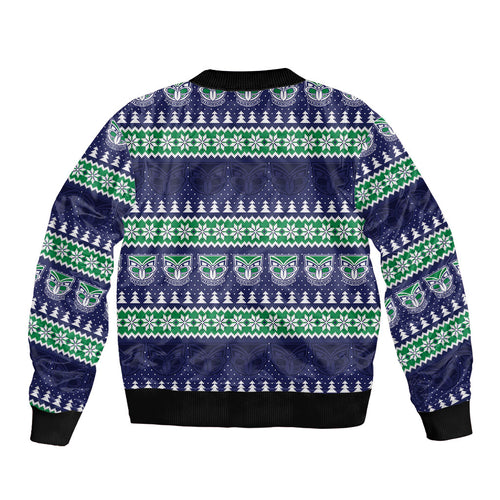New Zealand Warriors Rugby Christmas Sleeve Zip Bomber Jacket Seamless Cardigan Inspired