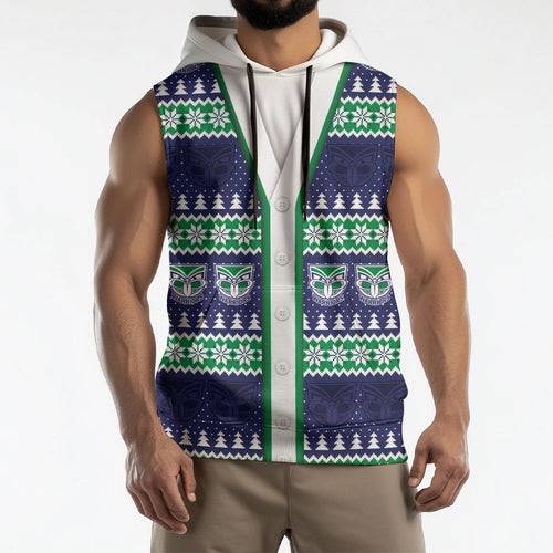 New Zealand Warriors Rugby Christmas Sleeveless Hoodie Seamless Cardigan Inspired