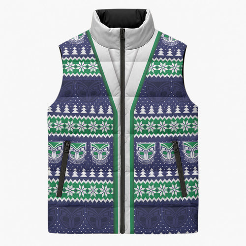 New Zealand Warriors Rugby Christmas Sleeveless Puffer Jacket Seamless Cardigan Inspired