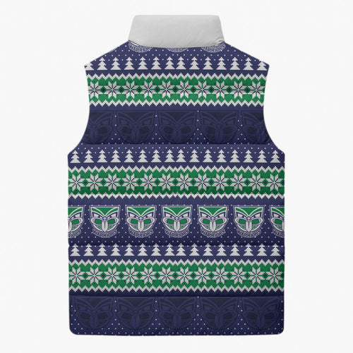 New Zealand Warriors Rugby Christmas Sleeveless Puffer Jacket Seamless Cardigan Inspired