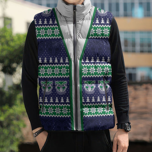New Zealand Warriors Rugby Christmas Sleeveless Puffer Jacket Seamless Cardigan Inspired