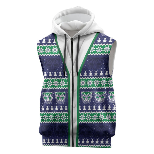 New Zealand Warriors Rugby Christmas Sleeveless Zip Hoodie Seamless Cardigan Inspired