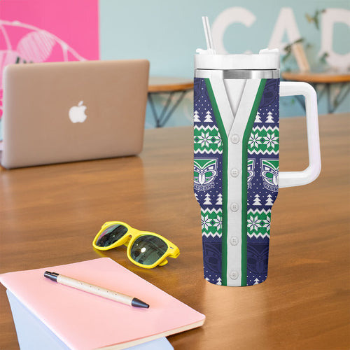 New Zealand Warriors Rugby Christmas Tumbler With Handle Seamless Cardigan Inspired