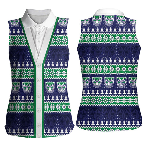 New Zealand Warriors Rugby Christmas Women Sleeveless Polo Shirt Seamless Cardigan Inspired