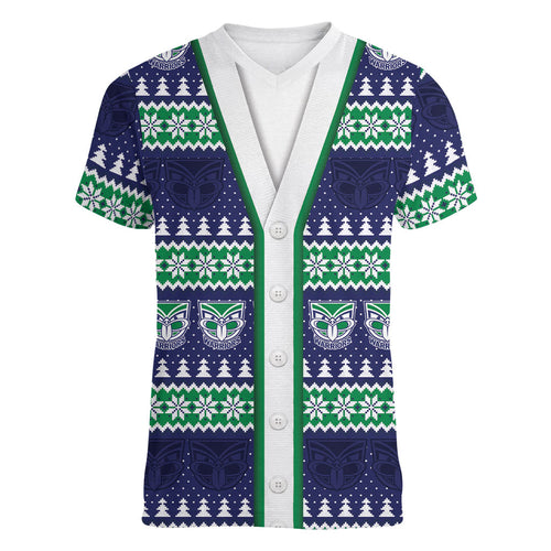 New Zealand Warriors Rugby Christmas Women V-Neck T-Shirt Seamless Cardigan Inspired
