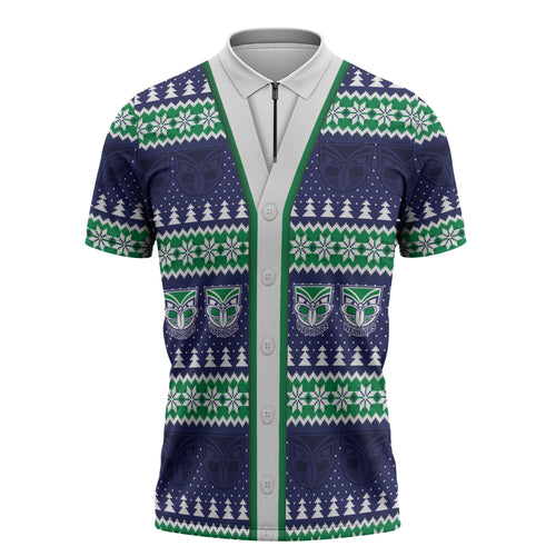 New Zealand Warriors Rugby Christmas Zipper Polo Shirt Seamless Cardigan Inspired