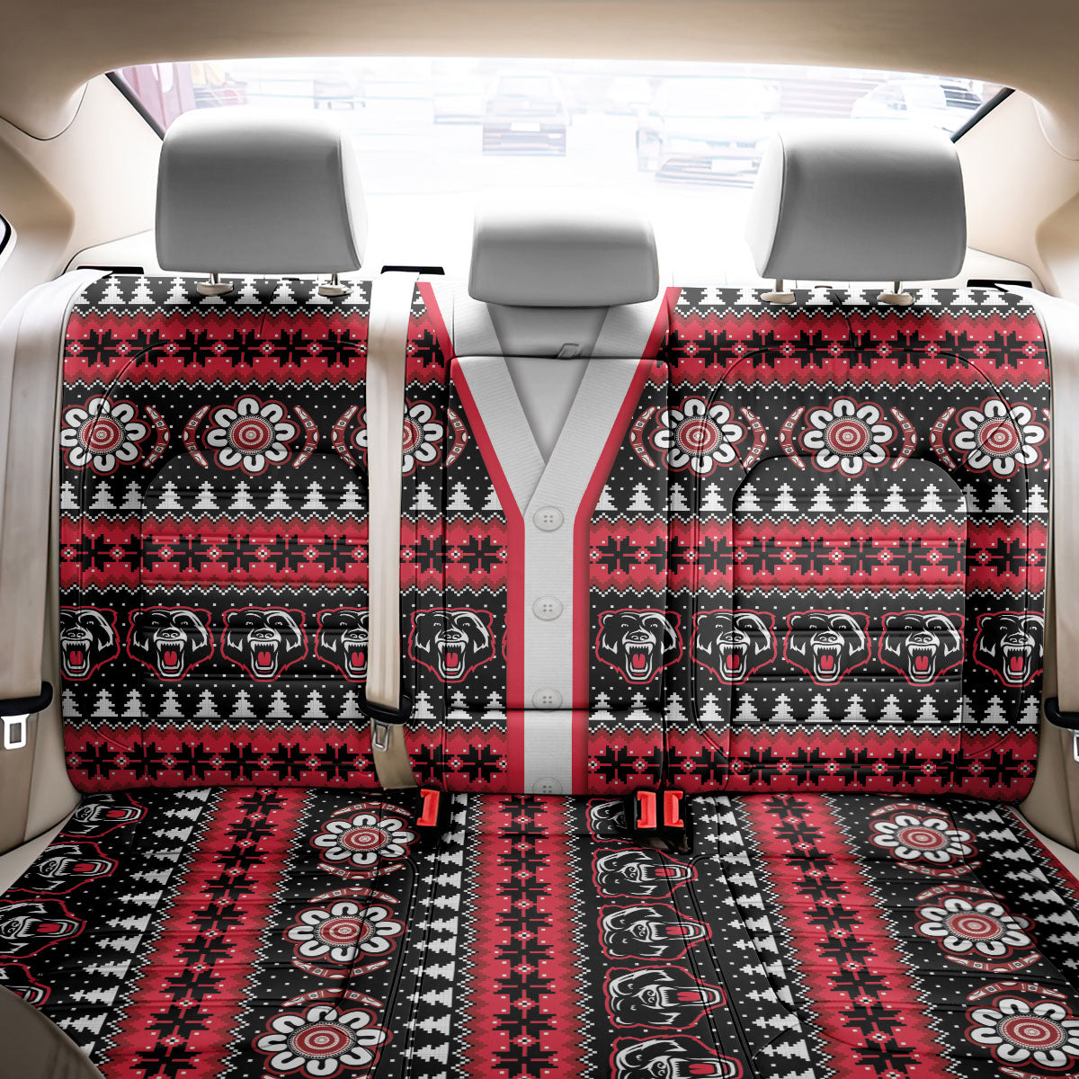 Perth Bears Rugby Christmas Back Car Seat Cover Aboriginal Seamless Cardigan Inspired