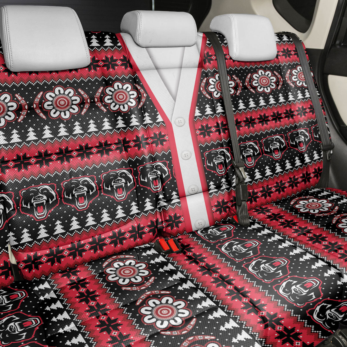 Perth Bears Rugby Christmas Back Car Seat Cover Aboriginal Seamless Cardigan Inspired
