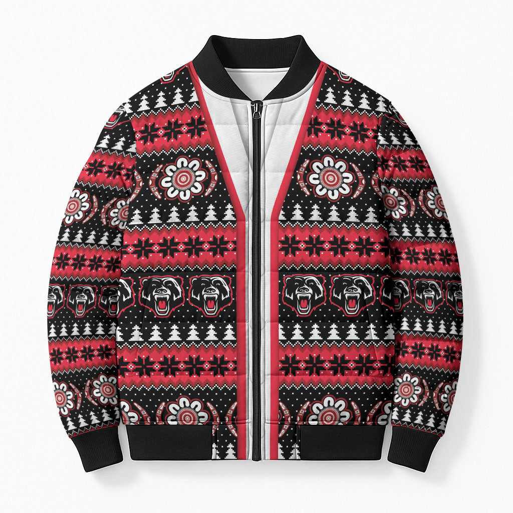 Perth Bears Rugby Christmas Bomber Puffer Jacket Aboriginal Seamless Cardigan Inspired