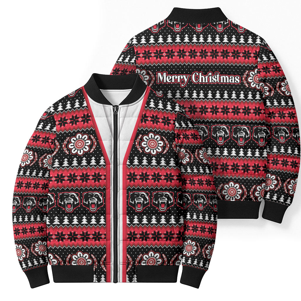 Perth Bears Rugby Christmas Bomber Puffer Jacket Aboriginal Seamless Cardigan Inspired