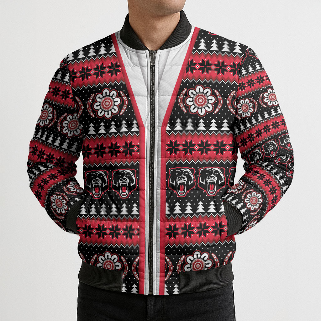 Perth Bears Rugby Christmas Bomber Puffer Jacket Aboriginal Seamless Cardigan Inspired