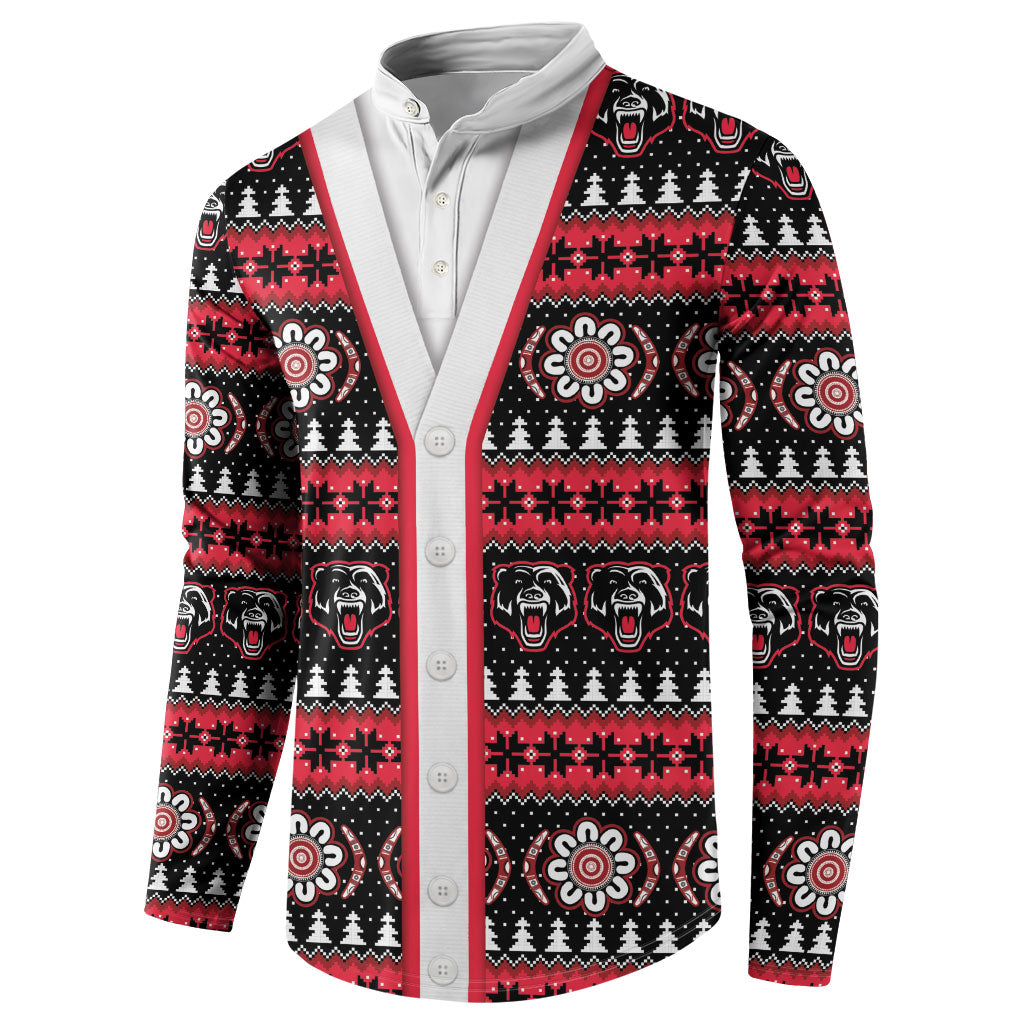 Perth Bears Rugby Christmas Button Sweatshirt Aboriginal Seamless Cardigan Inspired