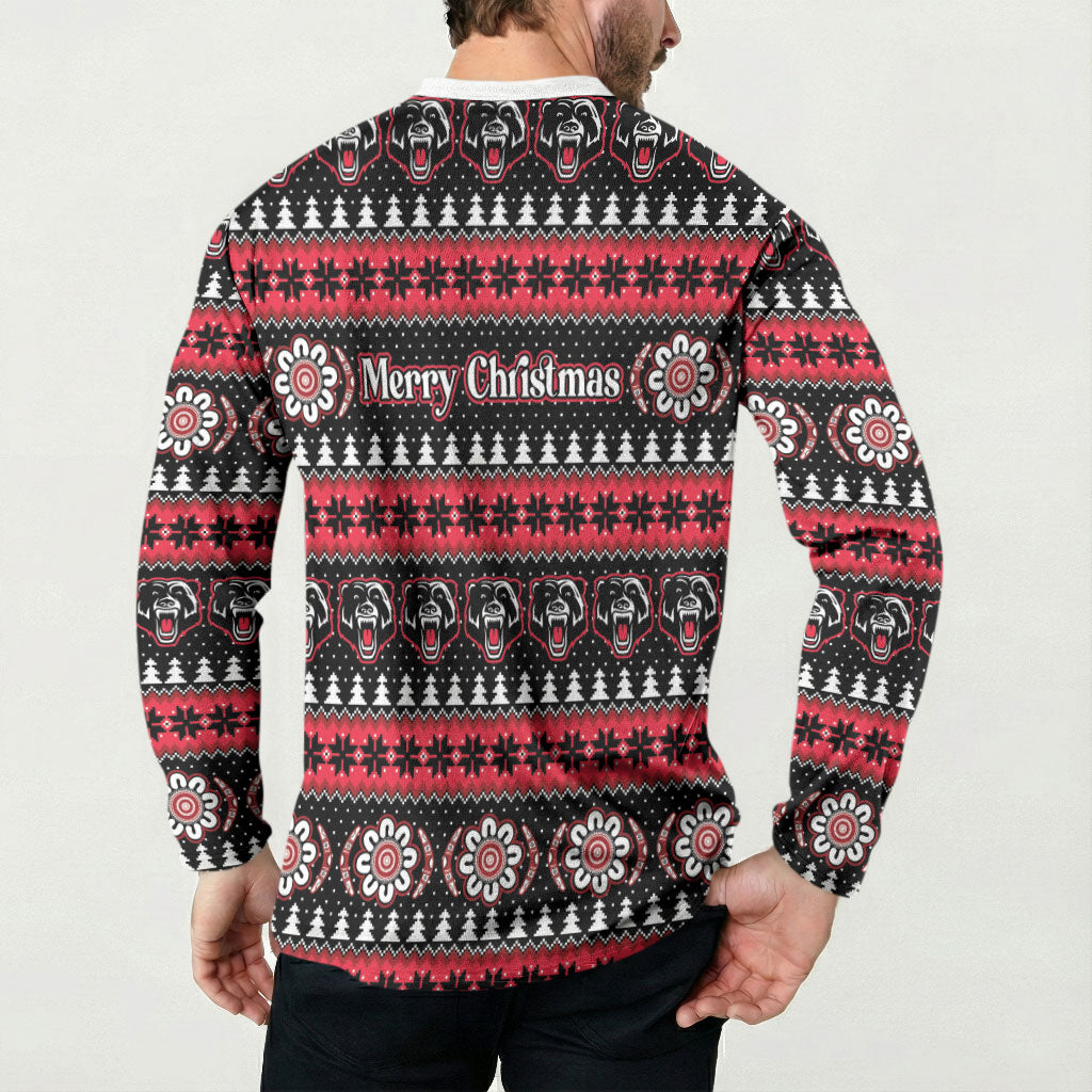 Perth Bears Rugby Christmas Button Sweatshirt Aboriginal Seamless Cardigan Inspired