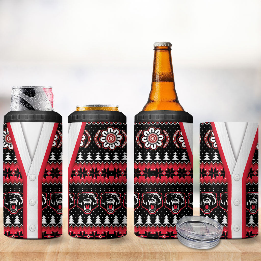 Perth Bears Rugby Christmas 4 in 1 Can Cooler Tumbler Aboriginal Seamless Cardigan Inspired