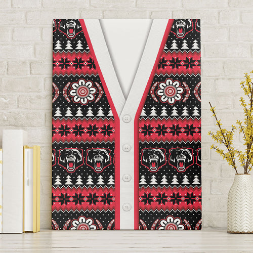 Perth Bears Rugby Christmas Canvas Wall Art Aboriginal Seamless Cardigan Inspired