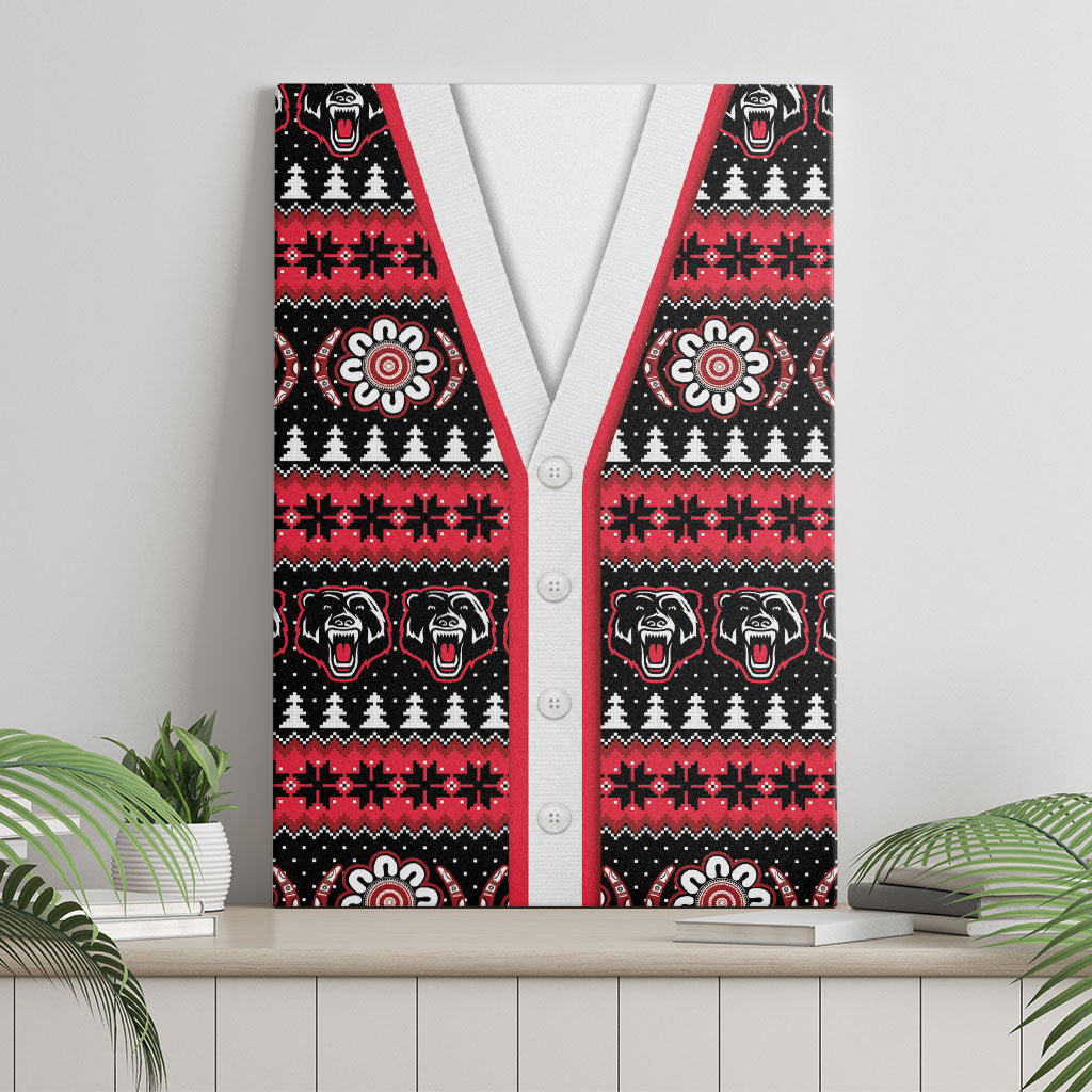 Perth Bears Rugby Christmas Canvas Wall Art Aboriginal Seamless Cardigan Inspired