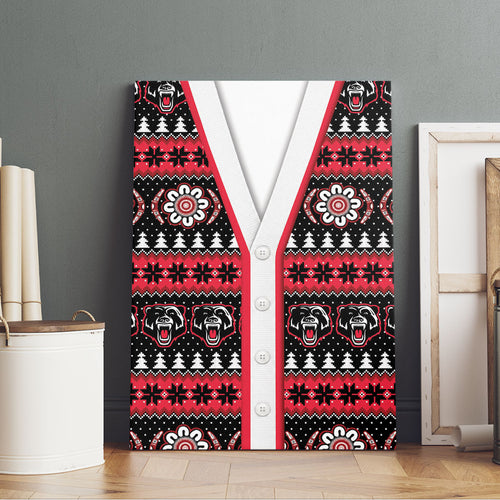 Perth Bears Rugby Christmas Canvas Wall Art Aboriginal Seamless Cardigan Inspired