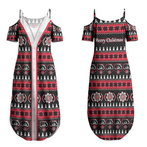 Perth Bears Rugby Christmas Couples Matching Summer Maxi Dress and Hawaiian Shirt Aboriginal Seamless Cardigan Inspired