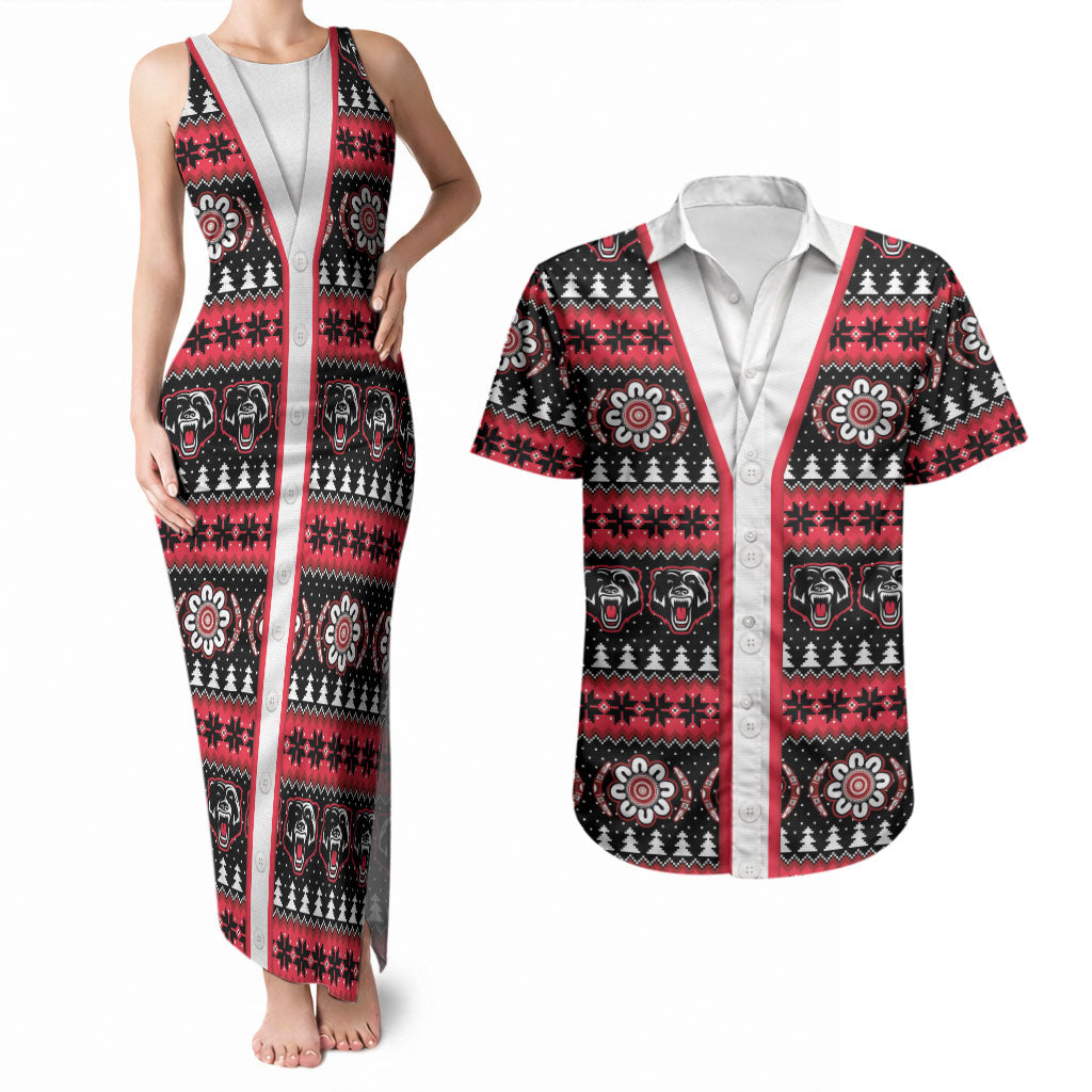 Perth Bears Rugby Christmas Couples Matching Tank Maxi Dress and Hawaiian Shirt Aboriginal Seamless Cardigan Inspired