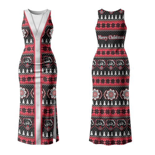 Perth Bears Rugby Christmas Couples Matching Tank Maxi Dress and Long Sleeve Button Shirt Aboriginal Seamless Cardigan Inspired