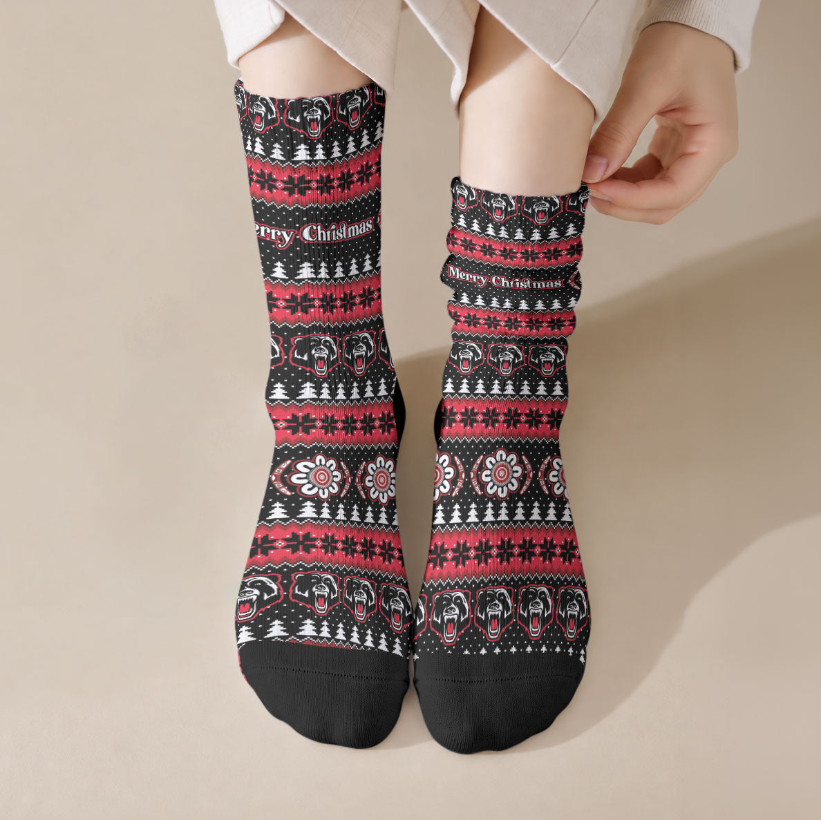 Perth Bears Rugby Christmas Crew Socks Aboriginal Seamless Cardigan Inspired