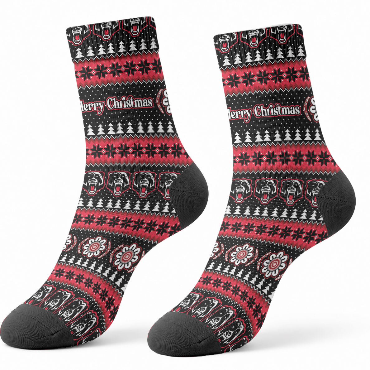 Perth Bears Rugby Christmas Crew Socks Aboriginal Seamless Cardigan Inspired