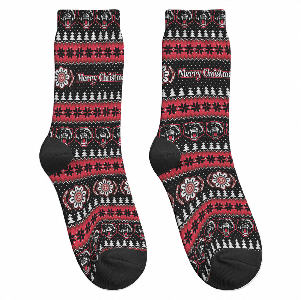 Perth Bears Rugby Christmas Crew Socks Aboriginal Seamless Cardigan Inspired