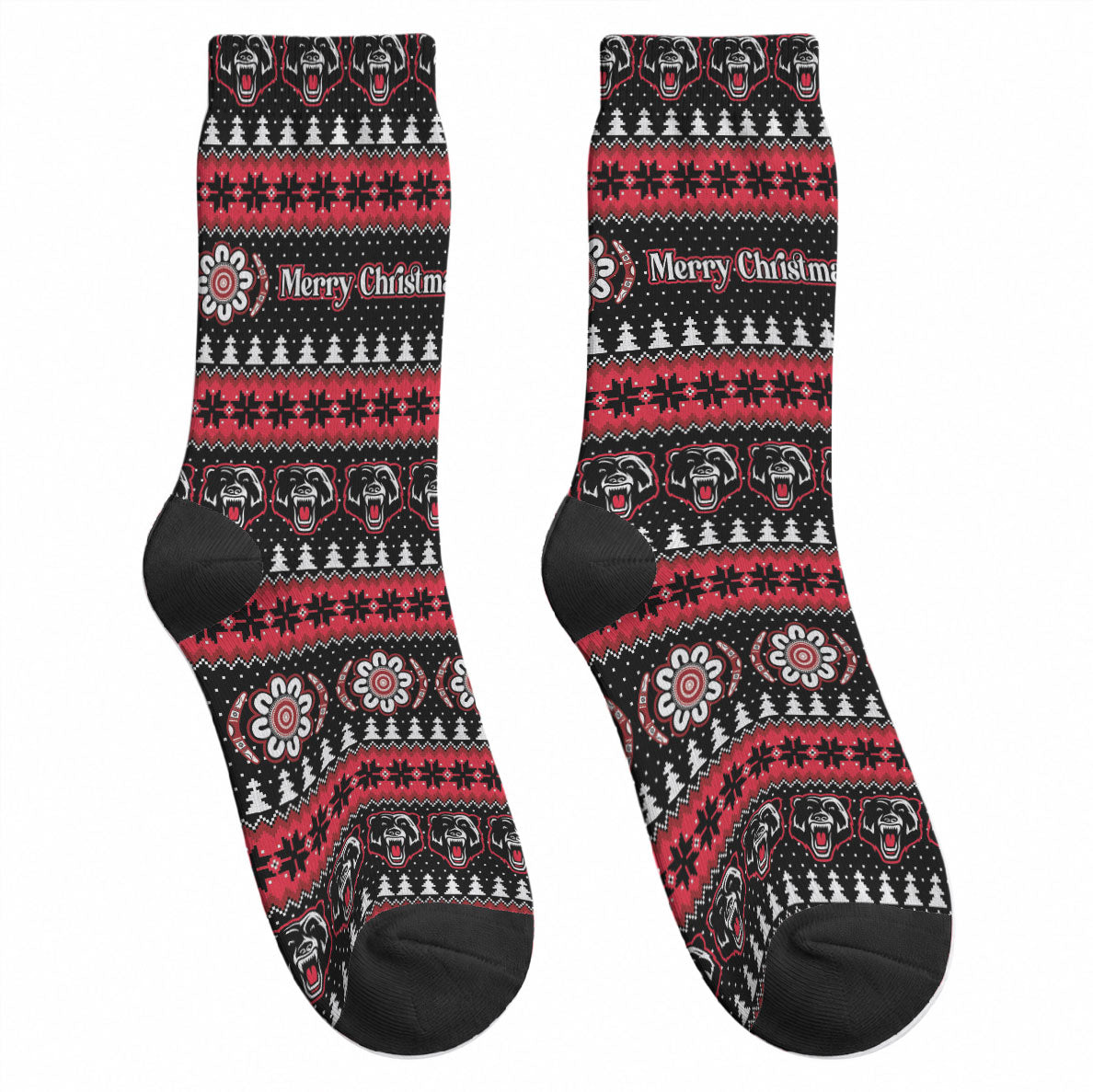 Perth Bears Rugby Christmas Crew Socks Aboriginal Seamless Cardigan Inspired