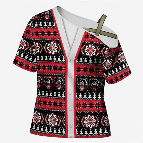 Perth Bears Rugby Christmas Cross Shoulder Shirt Aboriginal Seamless Cardigan Inspired