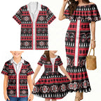 Perth Bears Rugby Christmas Family Matching Mermaid Dress and Hawaiian Shirt Aboriginal Seamless Cardigan Inspired