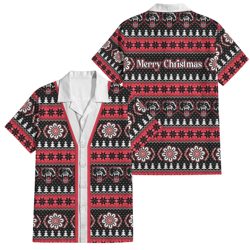 Perth Bears Rugby Christmas Family Matching Mermaid Dress and Hawaiian Shirt Aboriginal Seamless Cardigan Inspired